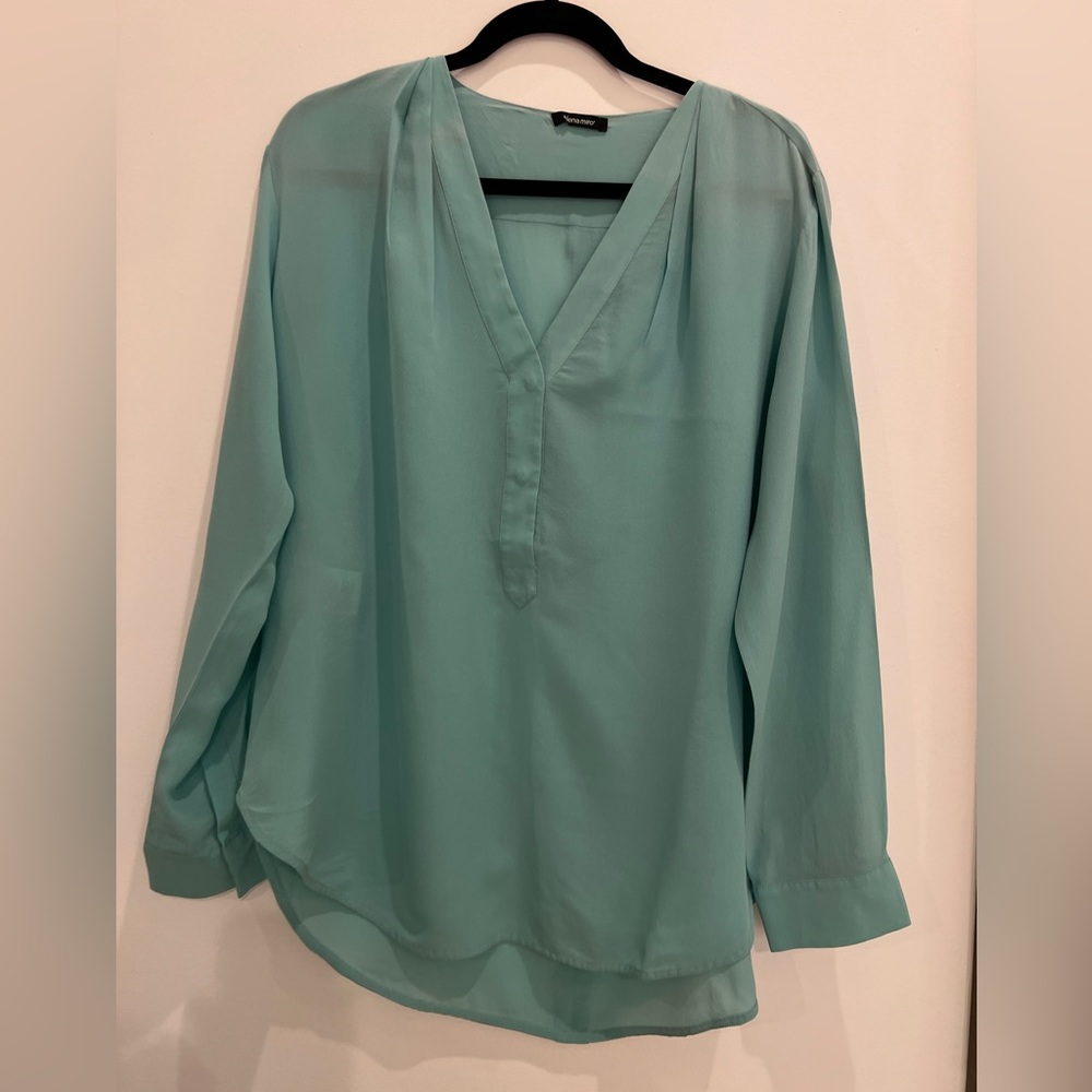 Elena Miro Turquoise Silk Blouse Size 40 (Medium)